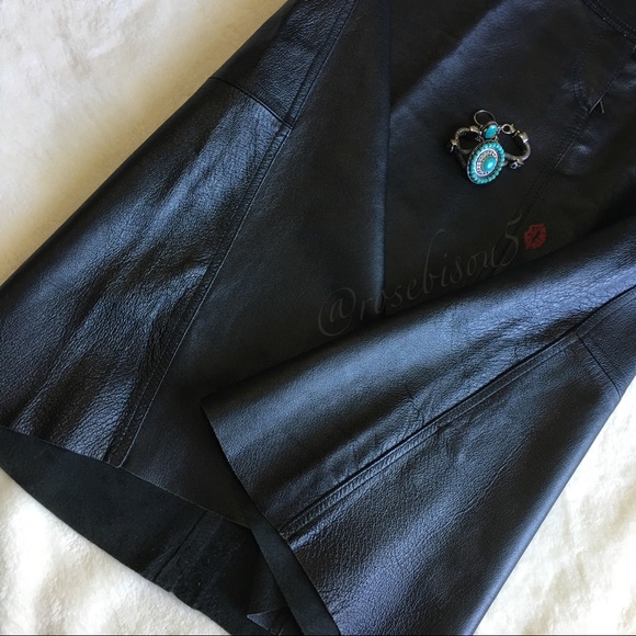 HP!🌹{H&M} 💯% Leather A-Line Knee Length Skirt - Picture 7 of 8